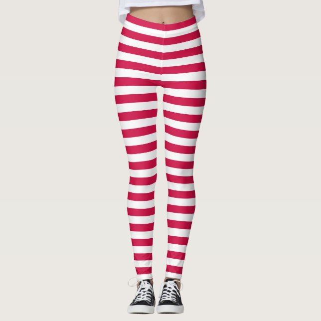 Leggings Rayures rouges et blanches (Devant)