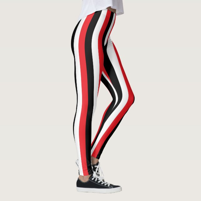 Leggings Rayures rouges et noires et blanches verticales (Droite)