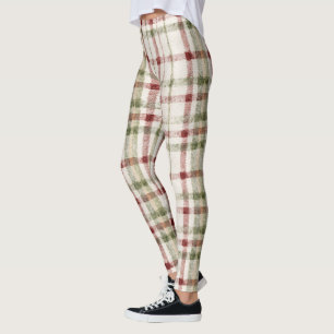 Leggings Rayures Rouges Vertes Crème Cosy