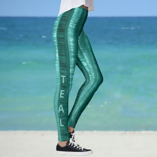 Leggings Rayures sarcelle personnalisables chic