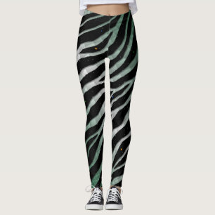 Leggings Rayures SpaceTime arrachées - Forêt/Blanc