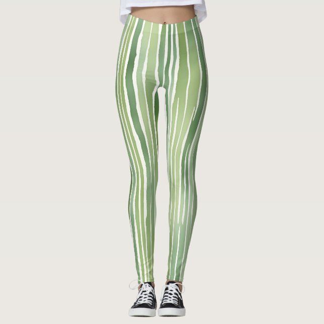 Leggings Rayures vertes  (Devant)