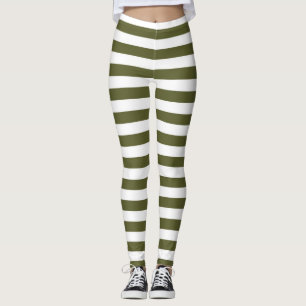 Leggings Rayures vertes et blanches d'armée