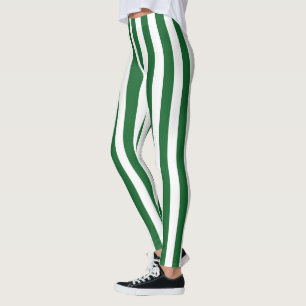 Leggings Rayures vertes et blanches verticales