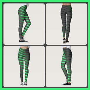 Leggings Rayures vertes et noires vibrantes