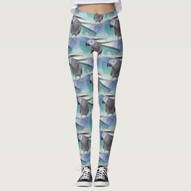Leggings Réception au bord de la piscine de gris africain (Devant)