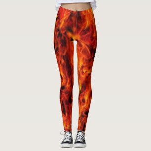 Leggings Red Black Flame Modern Chic Hipster Photo Collage