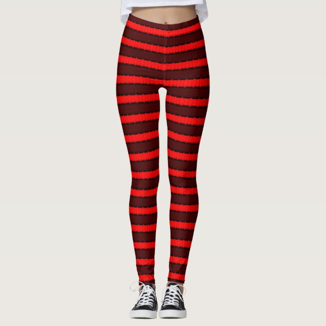 Leggings Red & Black Stripes (Devant)