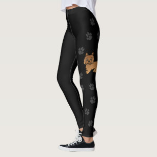 Leggings Red Cairn Terrier mignon Caricature Chien & Pâtes