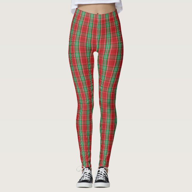 Leggings Red Cute Farmhouse Rustique Vacances Plaid Simple (Devant)