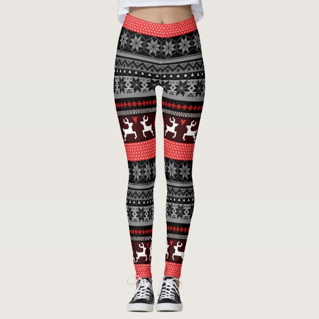 Leggings Red Fair Isle Motif (Devant)
