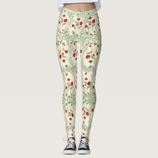 Leggings red flower and pine leaves Japanese style