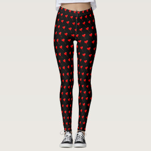 Leggings Red Heart Girly Fun Balloon Motif Black Trendy