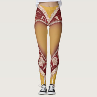 Leggings Red Lingerie Heart Lace AI art