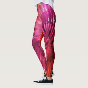 Leggings Red & Magenta Psychedelic Starburst Tie Dye