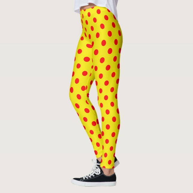 Leggings Red On Yellow Polka Dots Pattern Design  (Créateur téléchargé)