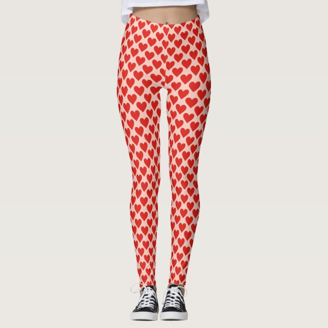 Leggings Red, traditional Valentine's day heart (Devant)