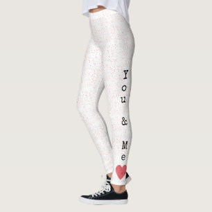 Leggings Red & White Love Heart Modern Joyeux Valentines Da