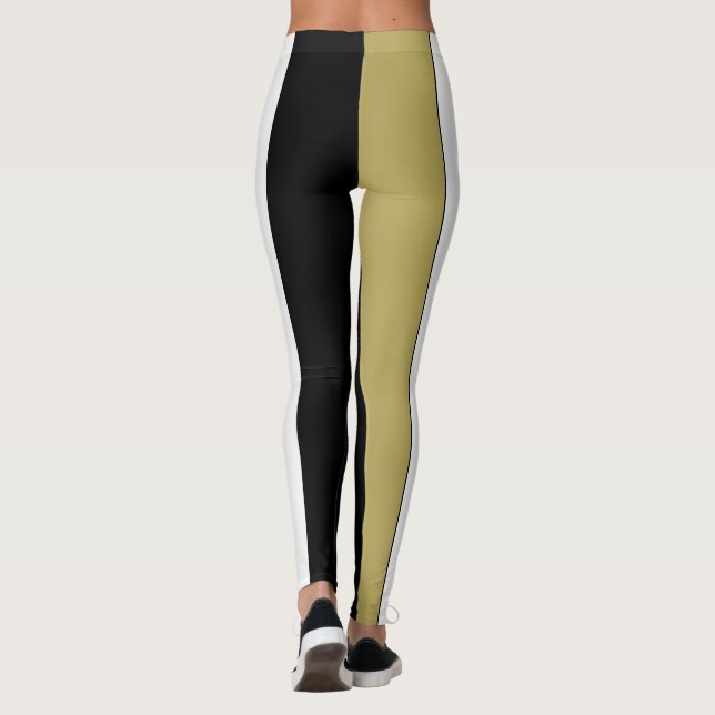 Leggings Regardez les petites bandes de taille Noir Or Blan (Dos)