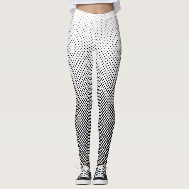 Leggings Régime noir et blanc de points tramés de contraste (Devant)
