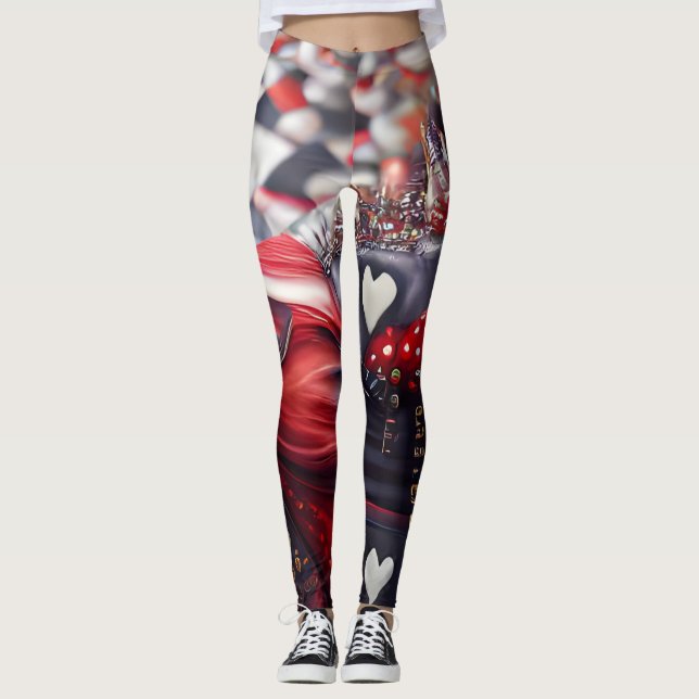 Leggings Reine des Coeurs Mode unique noir et rouge (Devant)
