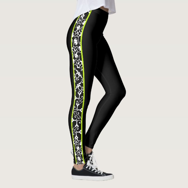 Leggings Remous modernes élégants verts blancs noirs (Droite)