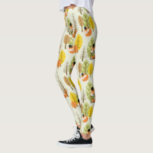 Leggings Renard orange mignon Automne Arbres Forêt Hipster