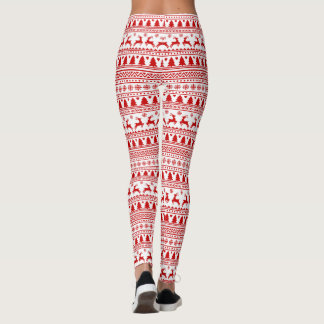 Leggings Renne Noël Rouge Flocons de Neige Amusant Scandina