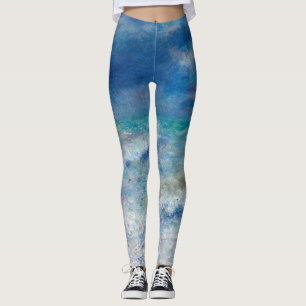 Leggings Renoir Seascape. Impressionnisme nautique bleu Mer