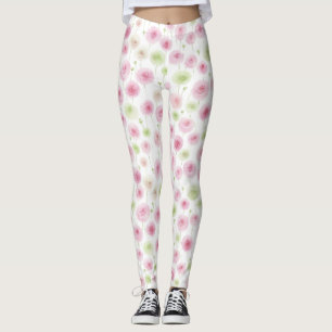Leggings Renoncule Florale Menthe Rose