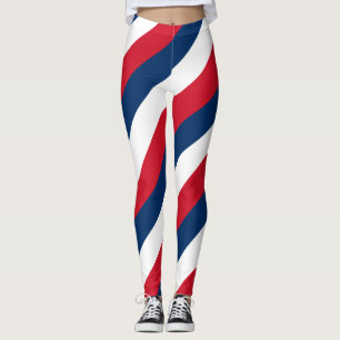 Leggings République Dominicaine Drapeau Couleurs rayées Le