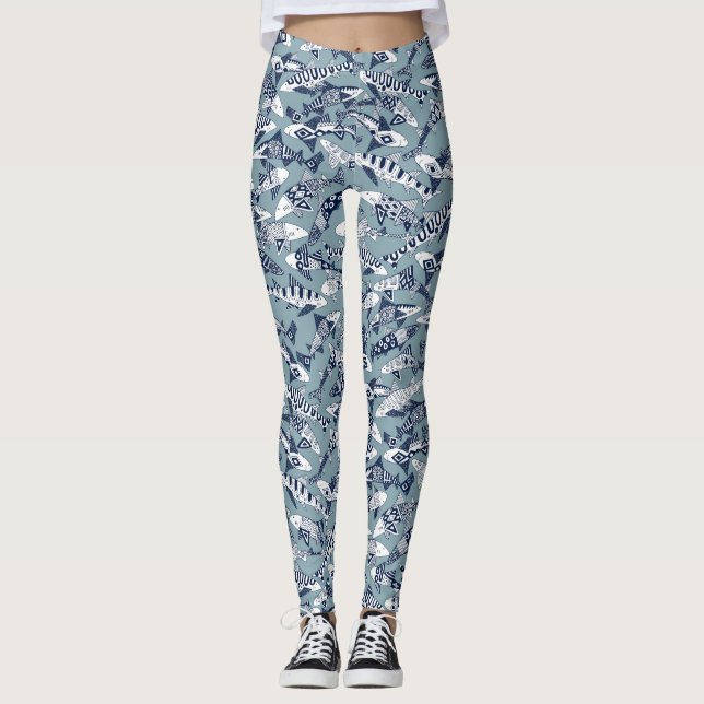 Leggings requin bleu (Devant)