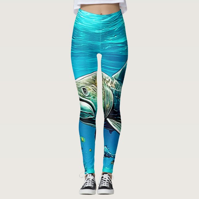 Leggings Requin Prédateur Océanique Art (Devant)