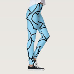 Leggings Résumé abstrait noir et bleu