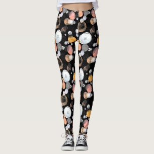 Leggings Résumé moderne Joli Motif rose Doodle noir