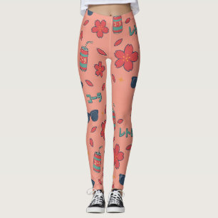 Leggings Rétro Animé Vacances – Icones Kawaii Néon