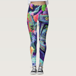 Leggings Retro Arcade Machines in Space