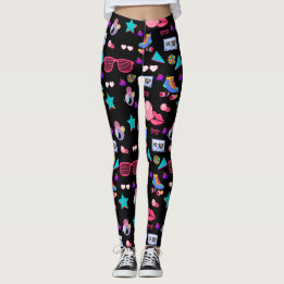 Leggings Retro black 80s Costume Vibrant culture pop