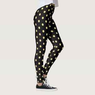 Leggings Retro Black Gold Pois Motif Chic mode