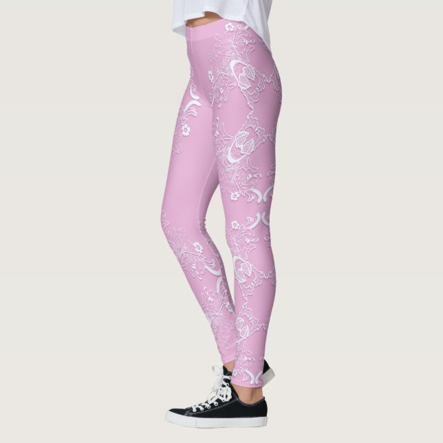 Leggings Rétro conception rose florale de dentelle (Gauche)