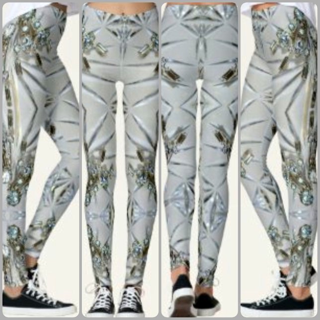 Leggings Retro Glam Chic Rhinestones Vintages Gris (Créateur téléchargé)