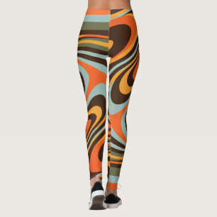 Leggings Retro Groovy Swirl Pattern 70s Psychedelic Vortex