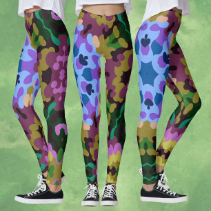 Leggings Rétro Mandala bleu violet et jaune