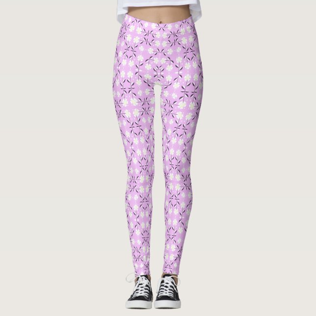 Leggings Retro, motif floral rose (Devant)
