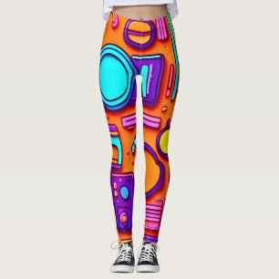Leggings Retro Tech Pop : Nostalgic Gadget Collage