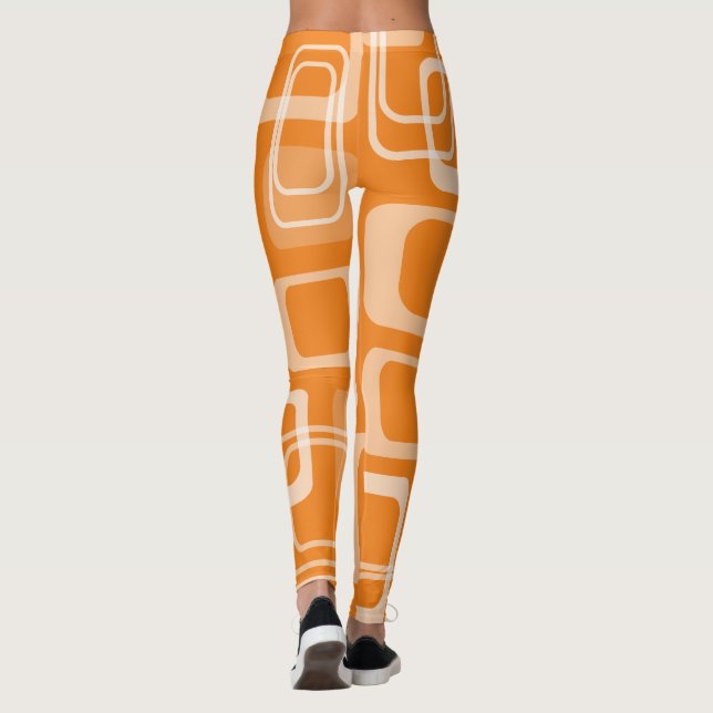 Leggings Rétros guêtres carrées oranges de motif (Dos)