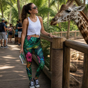 Leggings Rêves de jungle de crocodile - Motif de surface sa