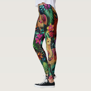 Leggings Rêves de jungle de lama Motif de surface transpare