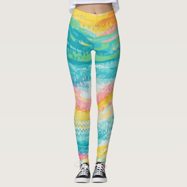 Leggings Rêves de piscine à marée tropicale (Devant)