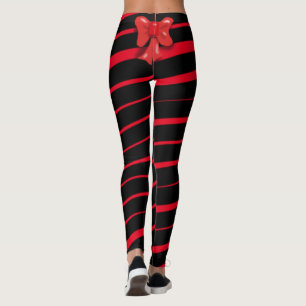 LEGGINGS RIBBON ROUGE DE NOËL ET BAS EN NOIR